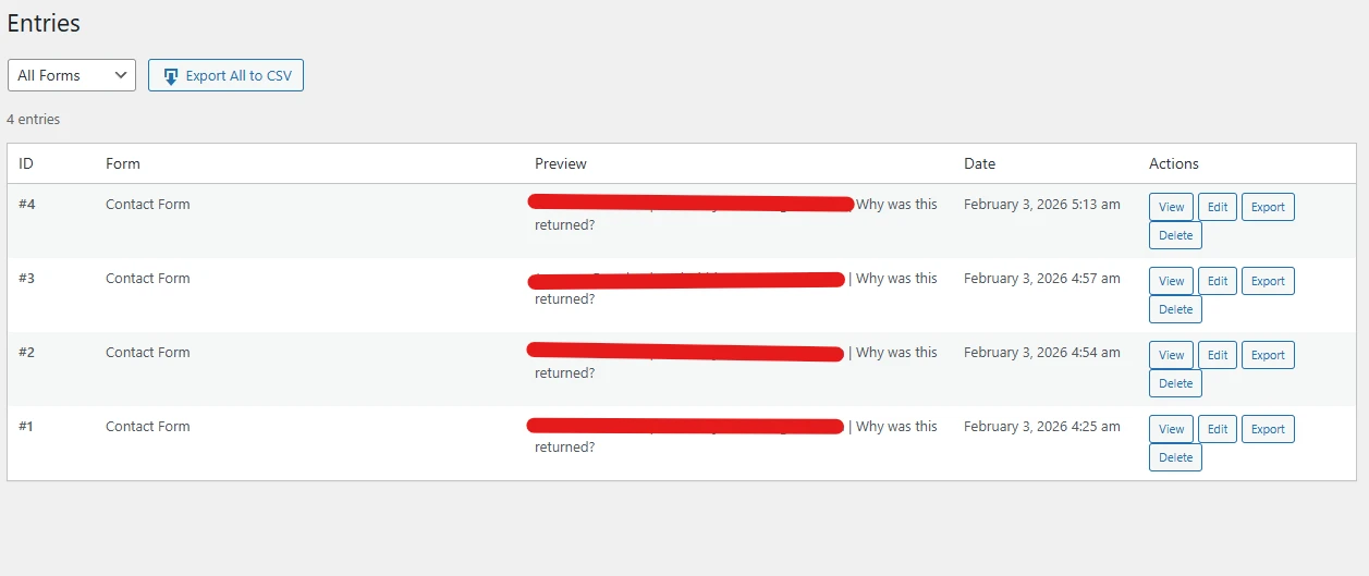 FormForge Pro Entries Management