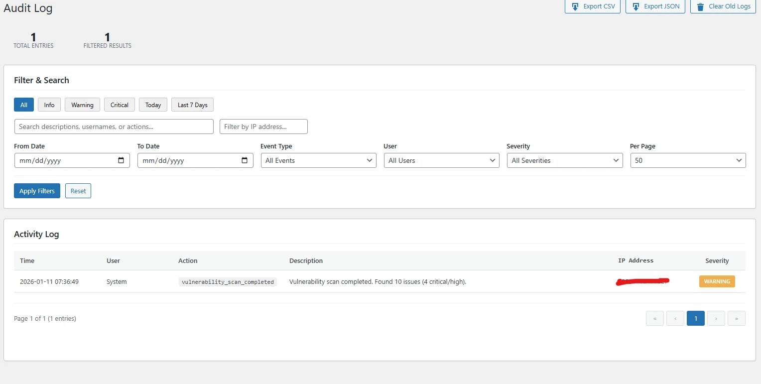 GuardPress Pro Activity Log