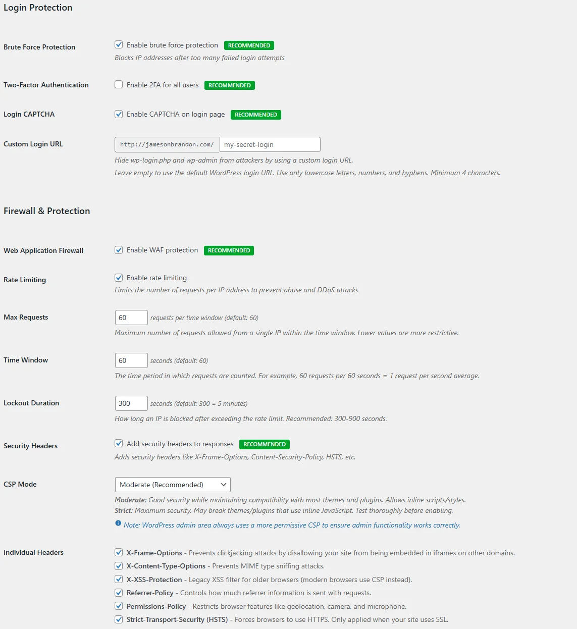 GuardPress Pro Settings