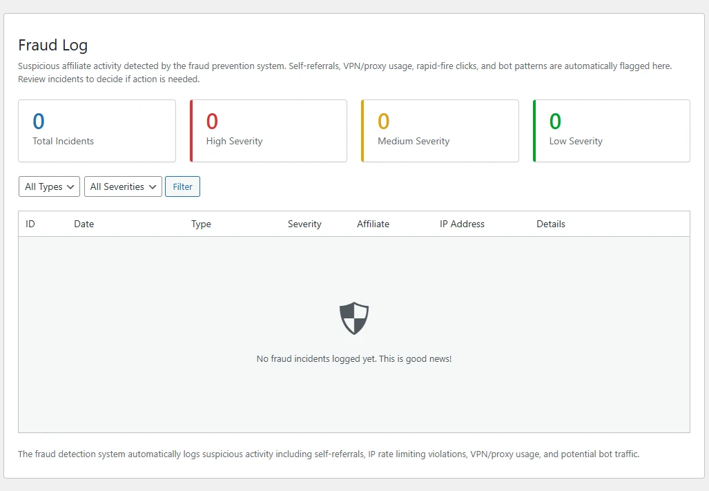 Royal Affiliate Pro - Fraud Detection Log