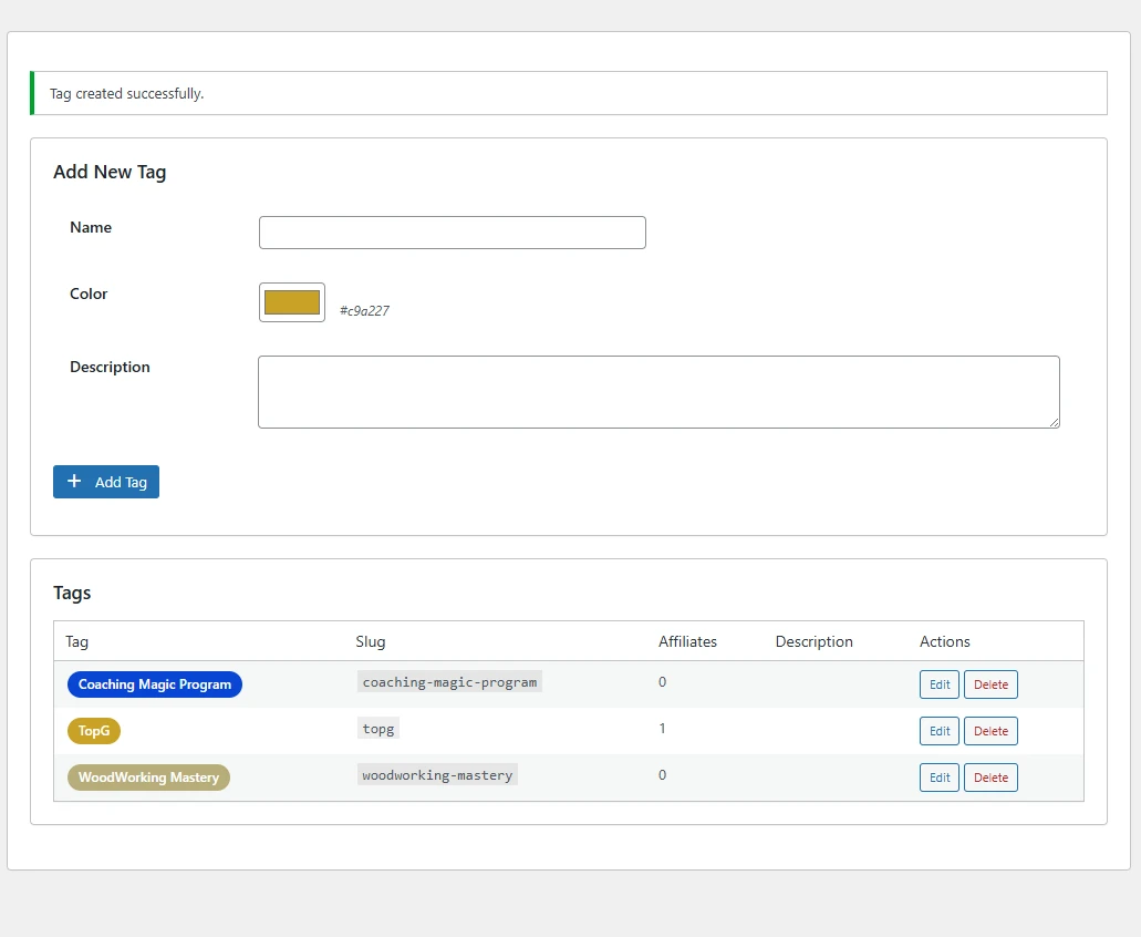 Royal Affiliate Pro - Affiliate Tags Management