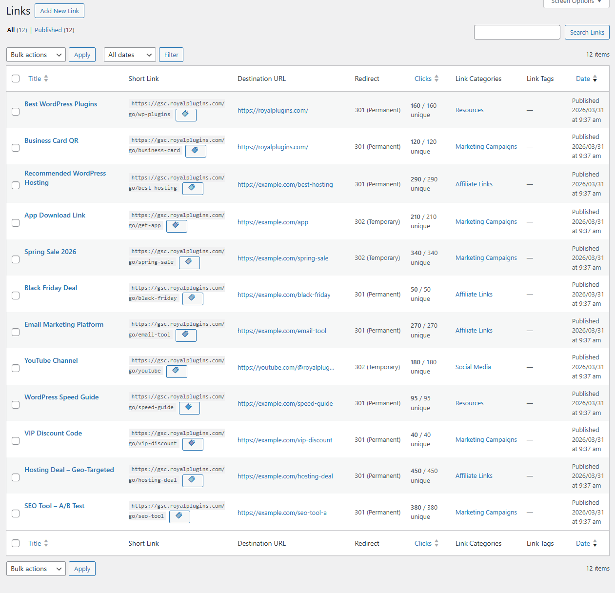 Royal Links Dashboard