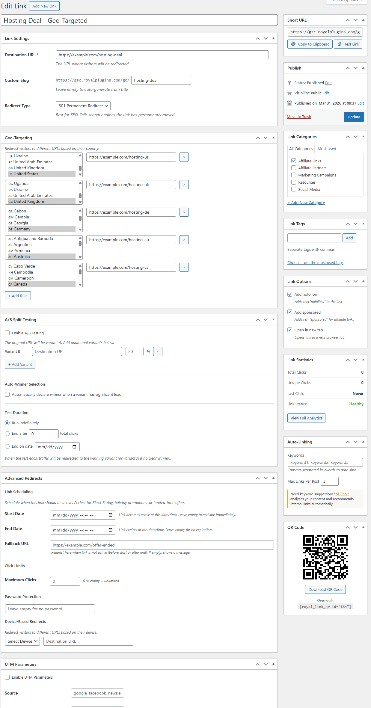 Royal Links Settings