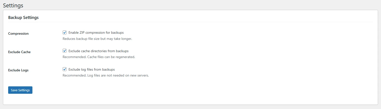 SiteVault - Settings