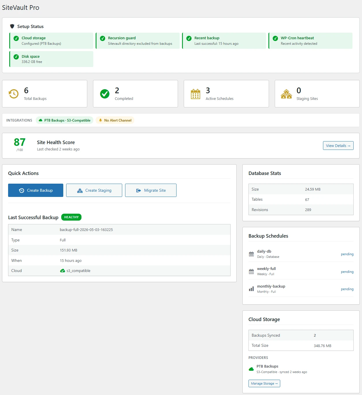 SiteVault Pro Dashboard