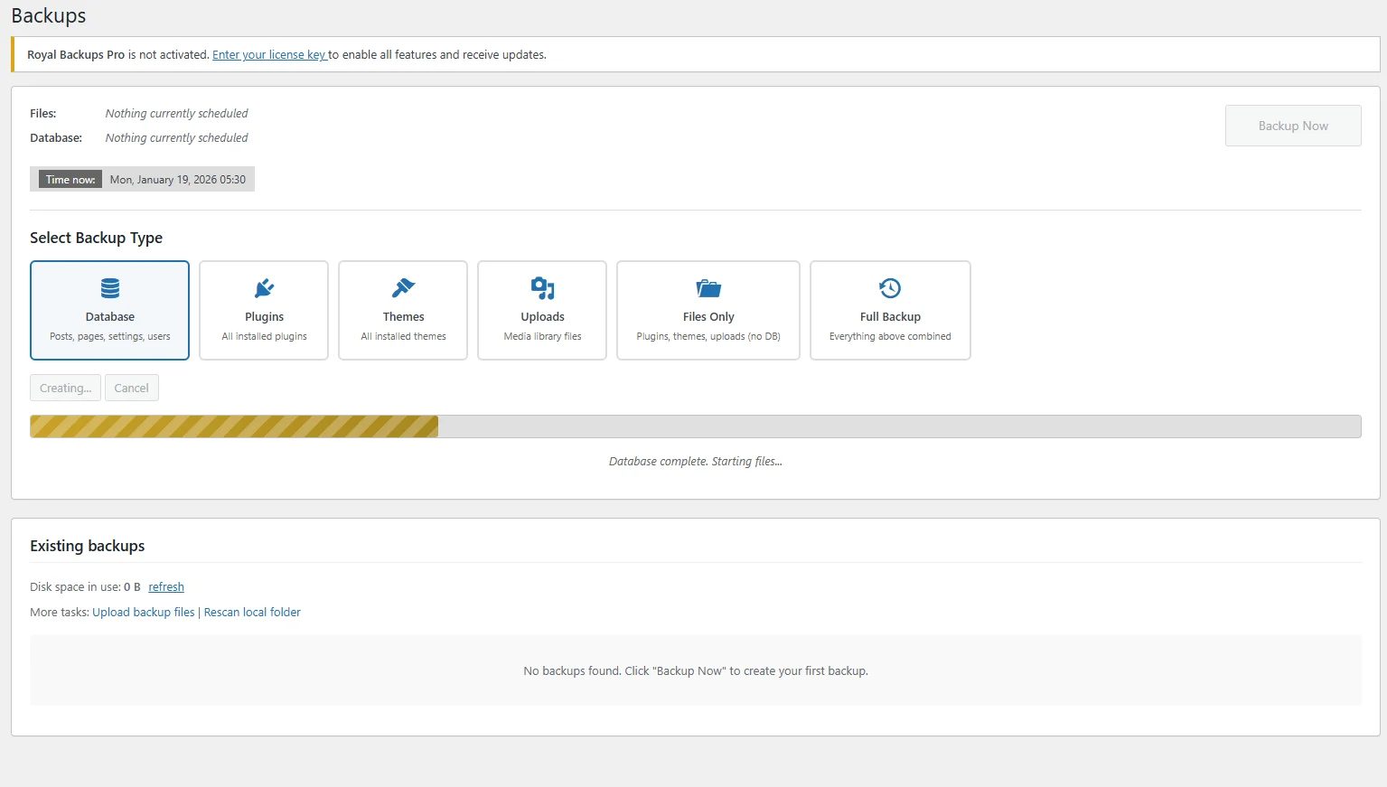 SiteVault Pro - Create Backup