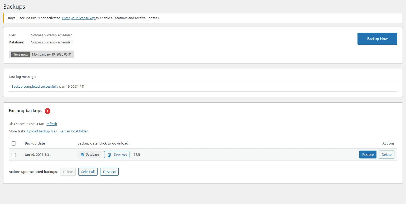 SiteVault Pro - Restore