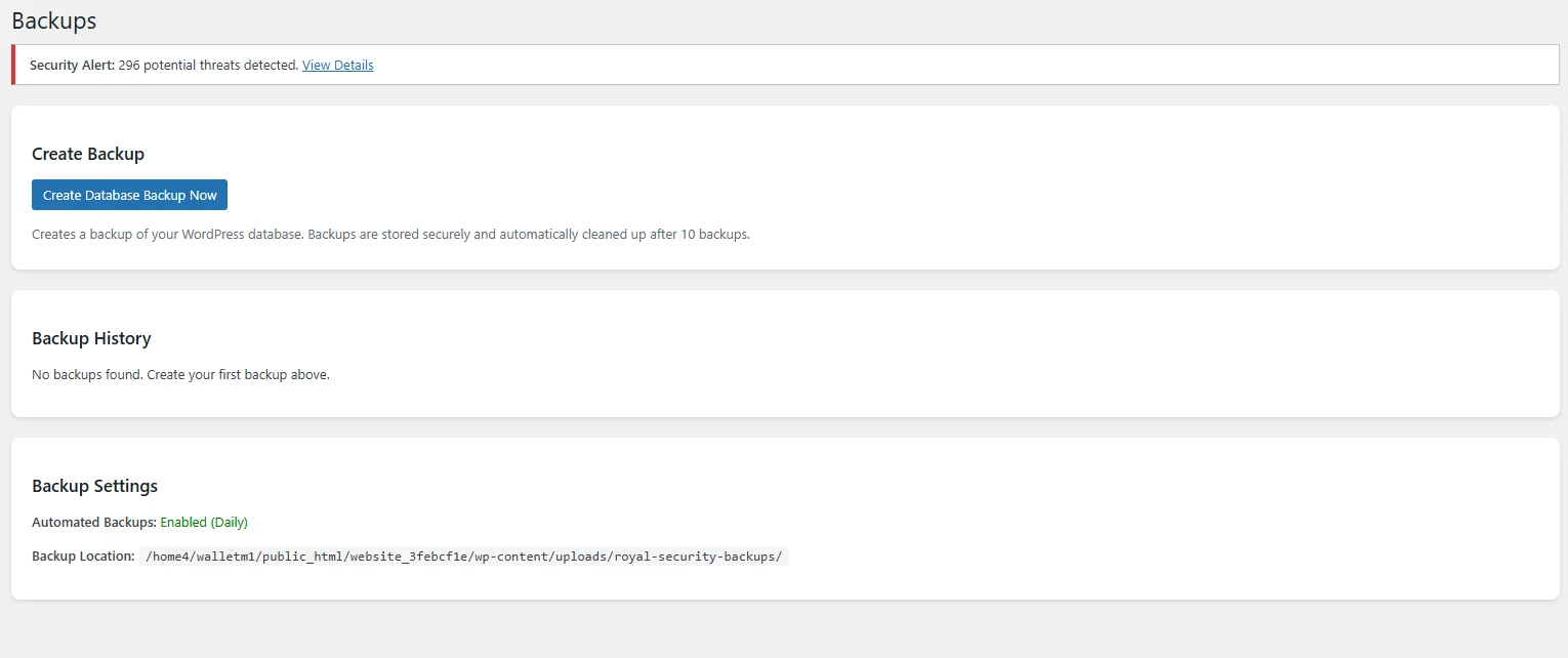 GuardPress Pro Database Backups