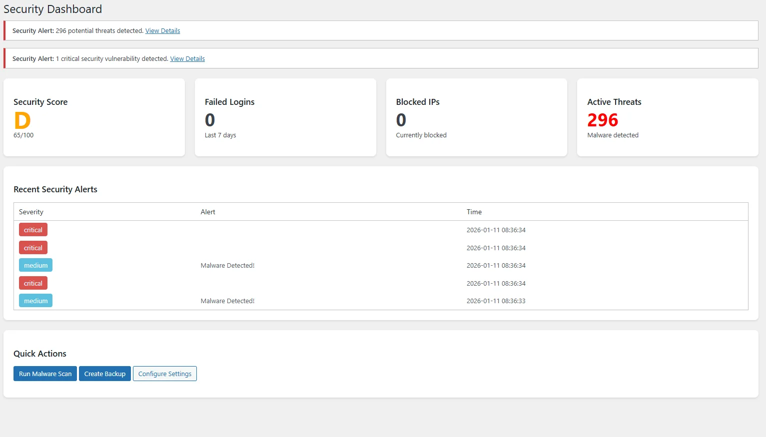GuardPress Pro Dashboard