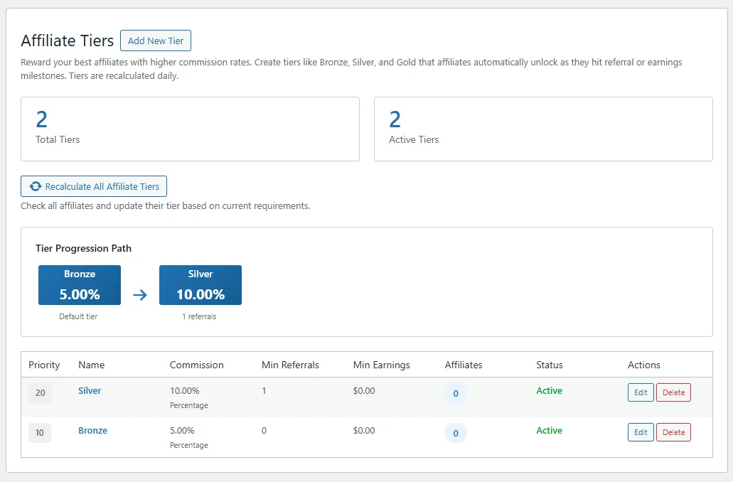 Tiered Commission Configuration