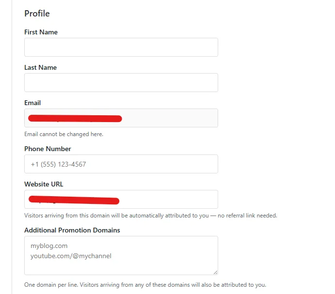 Direct Link Tracking - Promotion Domains in Affiliate Dashboard