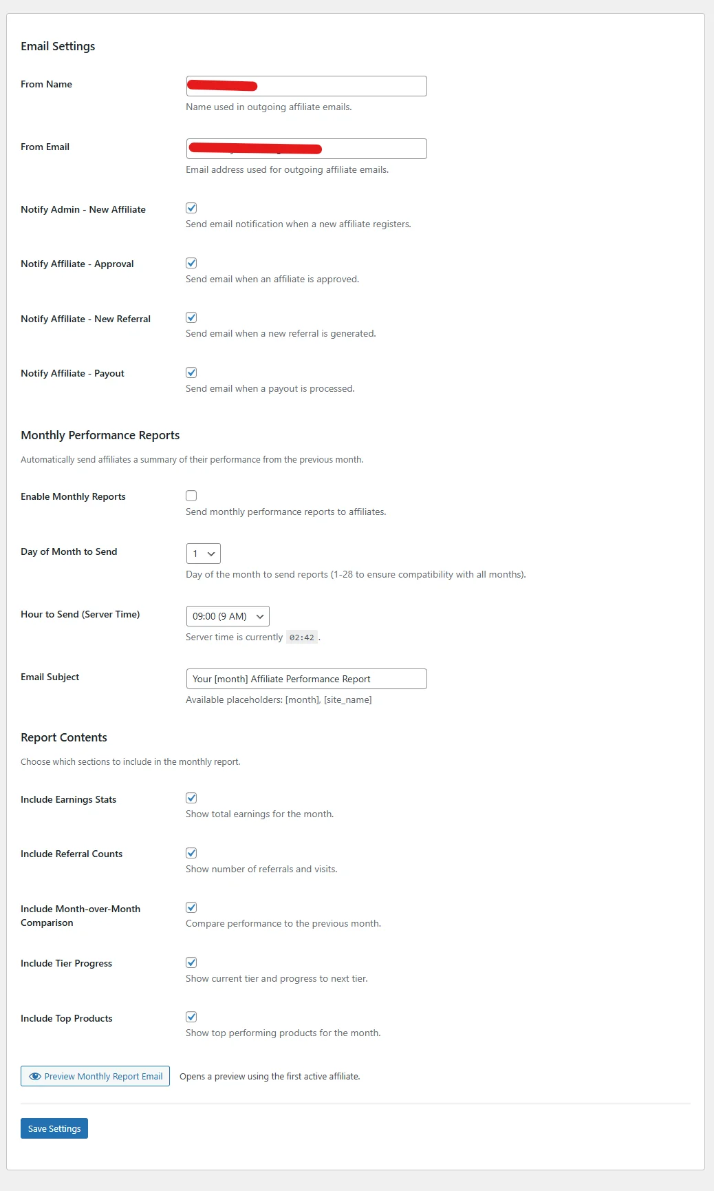 Email Notification Settings