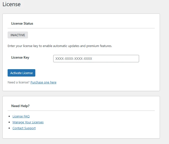 License Activation Screen