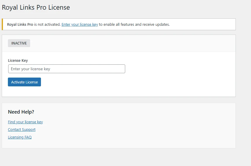 License Activation Screen